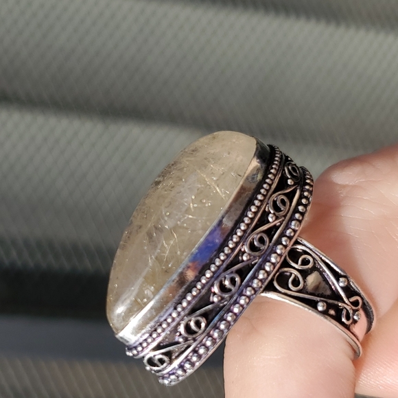 New Golden Rutile 925 Silver Ring. - Picture 10 of 13